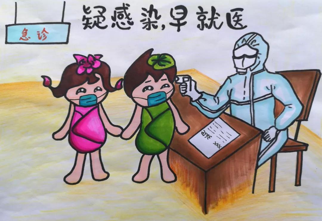 创意抗疫，手绘英语宣传海报——共筑防疫长城